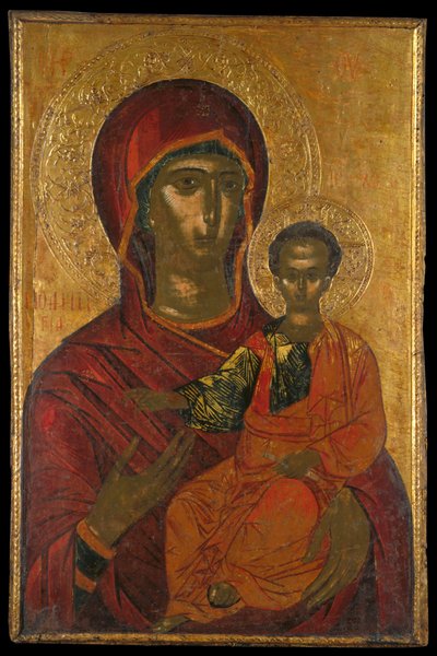 Iconostasis Icon from a Sanctuary Screen Depicting the Virgin Hodegetria by Greek School